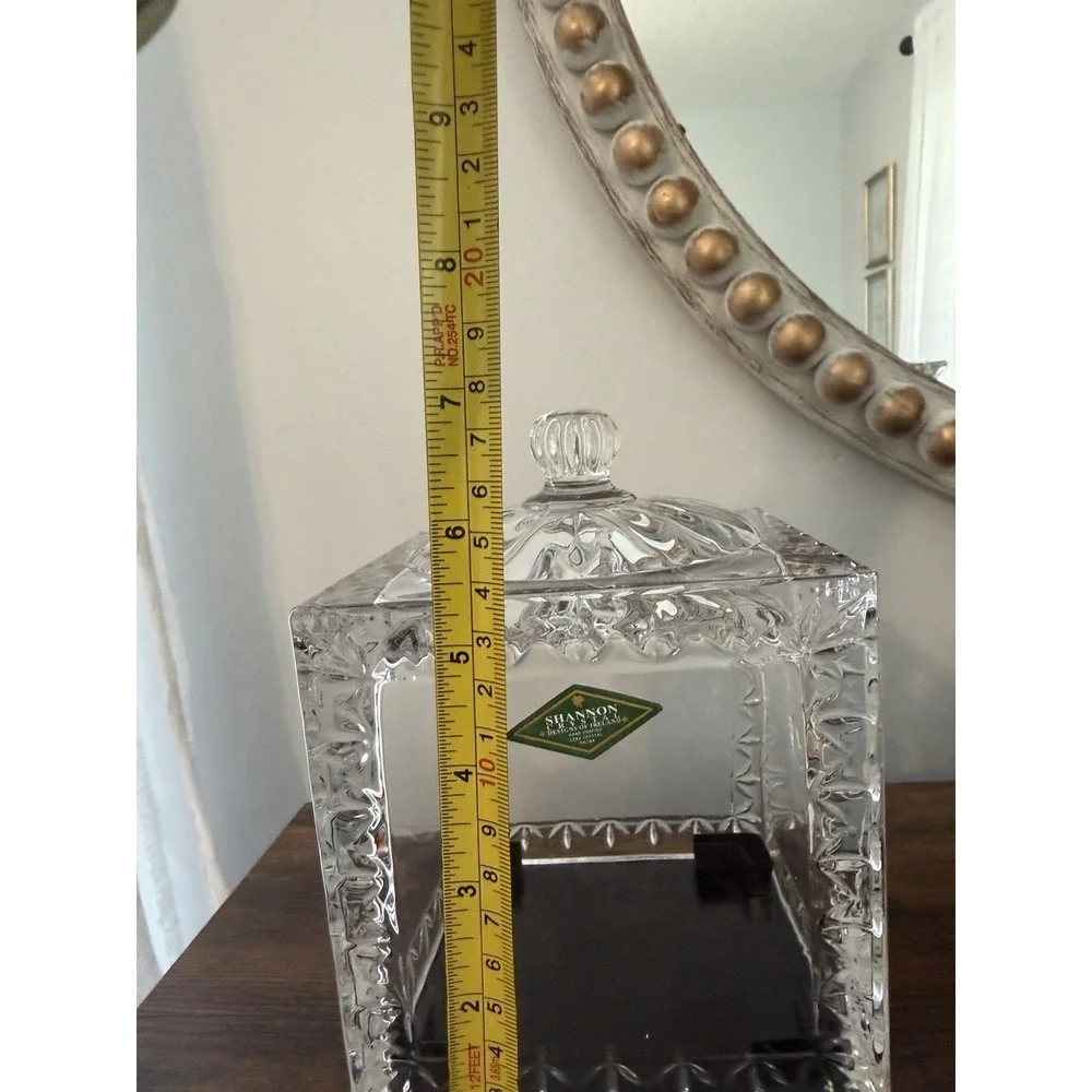 Shannon Crystal Dublin Crystal Glass‎ Revolving Photo Cube Frame w/ Base Lid